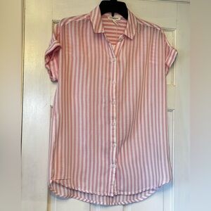 beachlunchlounge Pink and White Striped Blouse